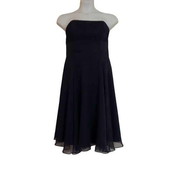Morilee Junior's Black Chiffon Pleated Bodice Strapless Formal Fit & Flare Gown - Picture 2 of 10